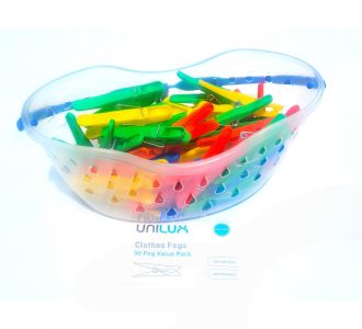 CLOTHES PEGS & BASKET, 50 PACK ULX204